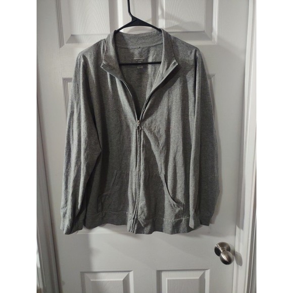 Avenue Body At Ease Light Jacket Size 18/20 Gray Front Zip - Picture 2 of 8